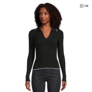 Madewell Black Ribbed Long Sleeve Sweater